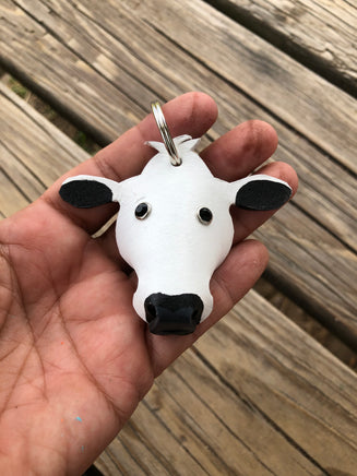 Hand Painted Highland Cow Leather Keychain