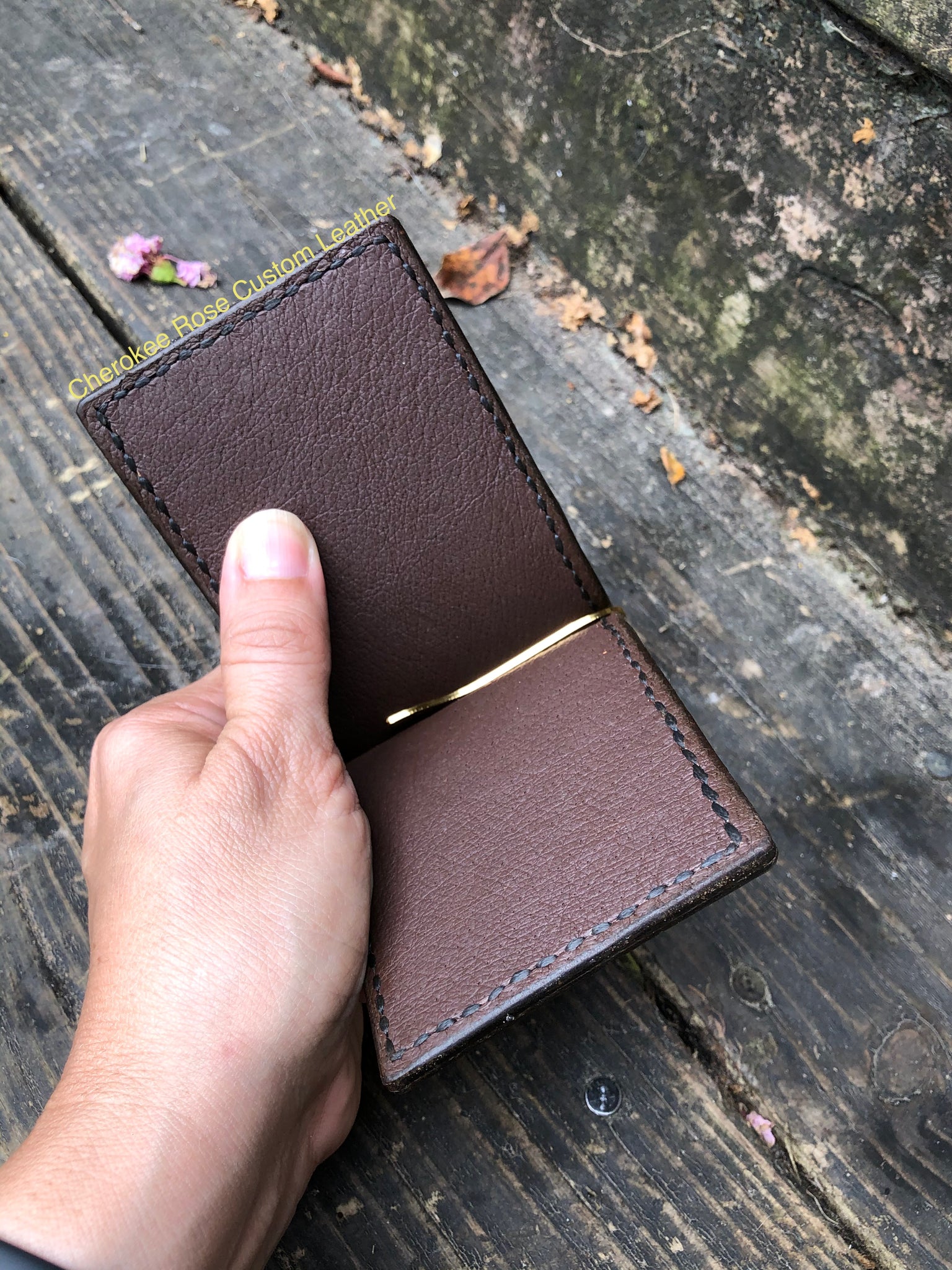 Sunflower Hand Carved Leather Wallet Custom Handmade 
