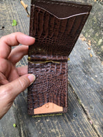 Texas Longhorn Leather Money Clip Wallet