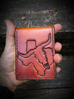 Texas Longhorn Leather Money Clip Wallet