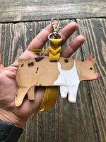 Hand Painted Tan and White Show Hog Key Chain