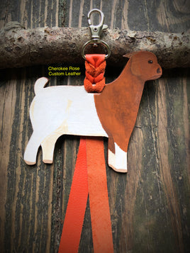 Hand Painted Boer Show Goat Key Chain