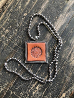 Daisy Stamped Leather Pendant Necklace