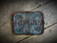 Custom Order- Dark Brown with Turquoise Accents, Floral Carved Switch Plate