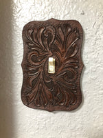 Custom Ordered Western Floral Carved Leather Light Switch Cover