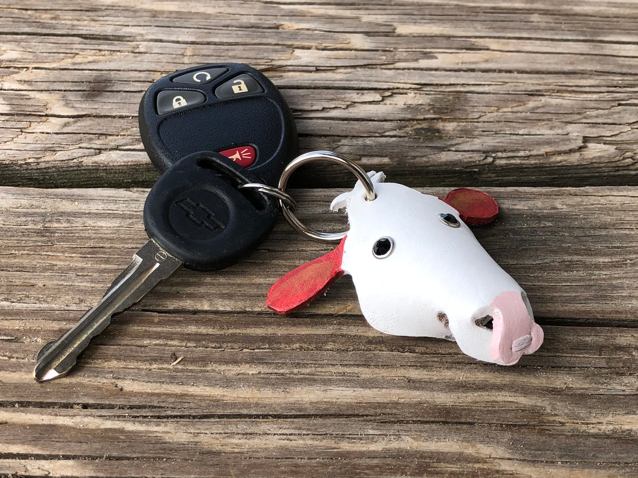Hand Painted Highland Cow Leather Keychain