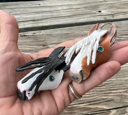 Hand painted Gypsy Vanner Horsehead Leather Keychain