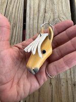 Painted Leather Palomino Horse Head Keychain