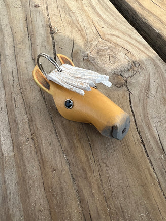 Painted Leather Palomino Horse Head Keychain