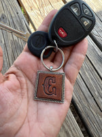 Custom Leather Initial Keychain Letter C