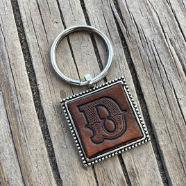 Custom Leather Initial Keychain Letter D