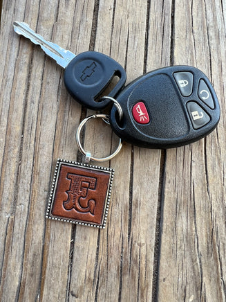 Custom Leather Initial Keychain Letter E
