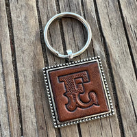 Custom Leather Initial Keychain Letter E