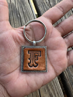 Custom Leather Initial Keychain Letter F