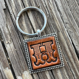 Custom Leather Initial Keychain Letter H