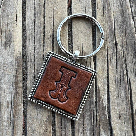 Custom Leather Initial Keychain Letter I