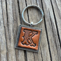 Custom Leather Initial Keychain Letter K