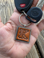 Custom Leather Initial Keychain Letter K