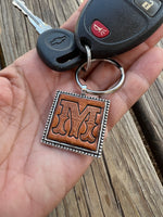 Custom Leather Initial Keychain Letter M