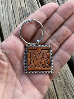 Custom Leather Initial Keychain Letter M