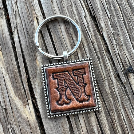 Custom Leather Initial Keychain Letter N