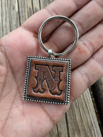 Custom Leather Initial Keychain Letter N
