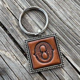 Custom Leather Initial Keychain Letter O