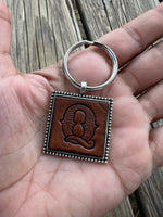 Custom Leather Initial Keychain Letter Q