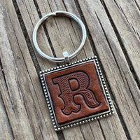 Custom Leather Initial Keychain Letter R