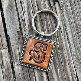 Custom Leather Initial Keychain Letter S