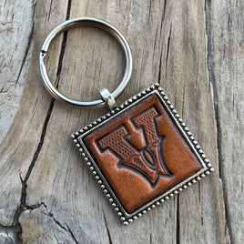 Custom Leather Initial Keychain Letter V