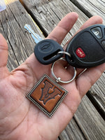Custom Leather Initial Keychain Letter V