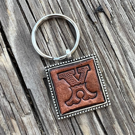 Custom Leather Initial Keychain Letter X