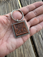 Custom Leather Initial Keychain Letter Z