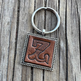 Custom Leather Initial Keychain Letter Z