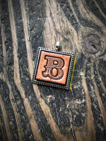 Western Block Letter 'B' Initial Leather Pendant Necklace