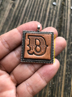Western Block Letter 'D' Initial Leather Pendant Necklace