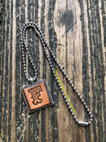 Western Block Letter 'F' Initial Leather Pendant Necklace