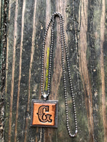 Western Block Letter 'G' Initial Leather Pendant Necklace