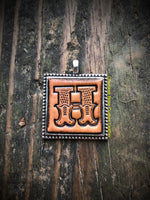 Western Block Letter 'H' Initial Leather Pendant Necklace