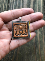 Western Block Letter 'H' Initial Leather Pendant Necklace