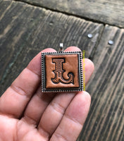 Western Block Letter 'L' Initial Leather Pendant Necklace