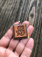 Western Block Letter 'S' Initial Leather Pendant Necklace