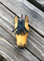Hand Painted Buckskin Horse Head Leather Keychain