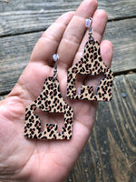 Leopard Cattle Tag Wooden Earrings