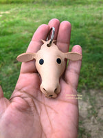Momma Cow Leather Keychain