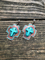 Southwestern Tribal Cross Metal Earrings