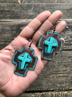 Southwestern Tribal Cross Metal Earrings