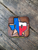 Painted Texas Double Leather Light Switch Cover - Peyote Rose