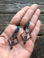 Handmade Chip Turquoise Arrow Southwest Earrings